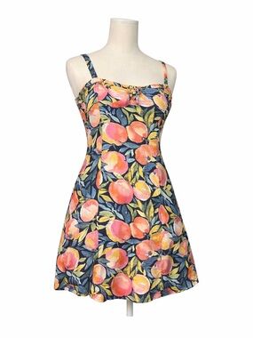 Dress Forum Fruit Print Mini Dress  Lemon Peach Tropical Summer Sundress | Size